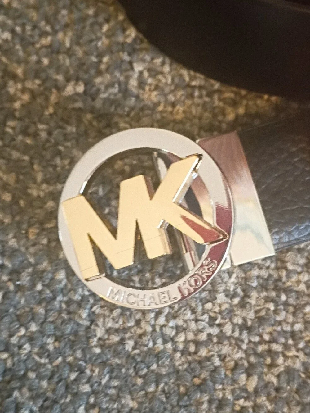 Michael Kors Black Brown Reversible Belt With Gold silver Buckle